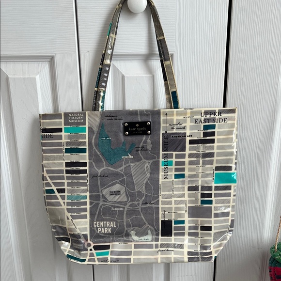 kate spade Handbags - Kate Spade Map Print Tote in Gray and Teal